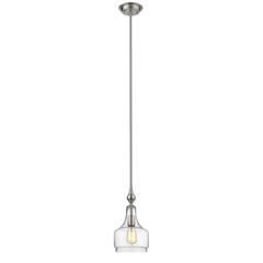 LAYLA Transitional 1 Light Brushed Nickel Ceiling Mini Pendant 8" Wide