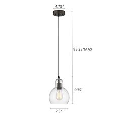 LEILANI Transitional 1 Light Rubbed Bronze Mini Ceiling Pendant 7.5" Wide