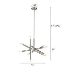 ADALYNN Transitional 10 Light Brushed Nickel Ceiling Pendant 19" Wide