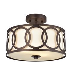 CHLOE Lighting BRONX Transitional 2 Light Oil Rubbed Bronze Semi-Flush Ceiling Fixture 13" Wide