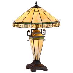 BELLE Tiffany-style 3 Light Mission Double Lit Table Lamp 16" Shade