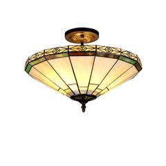 BELLE Tiffany-style 2 Light Mission Semi-flush Ceiling Fixture 16" Shade