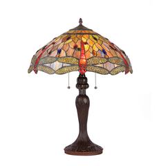 ANISOPTERA PURITY Tiffany-style 3 Light Dragonfly Table Lamp 18" Shade