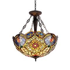 REBECCA Tiffany-style 3 Light Victorian Inverted Ceiling Pendant 21" Shade