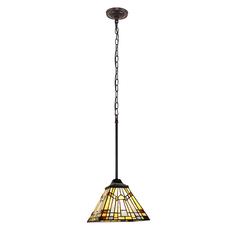 CHLOE Lighting KINSEY Tiffany-Style Blackish Bronze 1-Light Mission Mini-Pendant 8" Shade