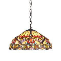 BYRON Tiffany-style 2 Light Victorian Ceiling Pendant Fixture 18" Shade