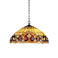 SERENITY Tiffany-style 2 Light Victorian Ceiling Pendent Fixture 18" Shade