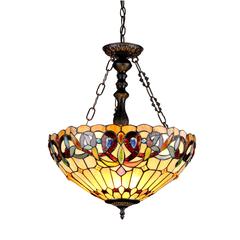 SERENITY Tiffany-style 3 Light Victorian Inverted Ceiling Pendant 18" Shade