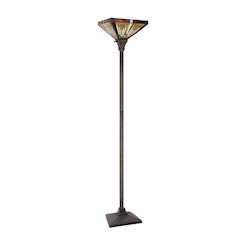 FIRMAN Tiffany-Style 1-Light Torchiere Floor Lamp 12" Shade