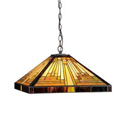 INNES Tiffany-style 2 Light Mission Ceiling Pendant Fixture 16" Shade