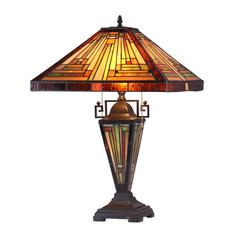 INNES Tiffany-style 3 Light Mission Double Lit Table Lamp 16" Shade