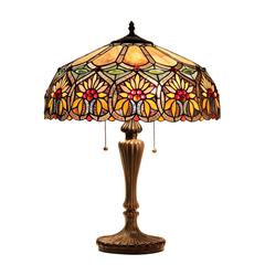 SUNNY Tiffany-style 2 Light Floral Table Lamp 18" Shade