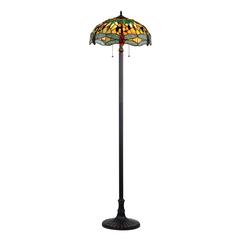 EMPRESS Tiffany-style 2 Light Dragonfly Floor Lamp 18" Shade