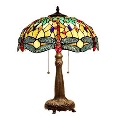 EMPRESS Tiffany-style Dragonfly 2 Light Table Lamp 18" Shade