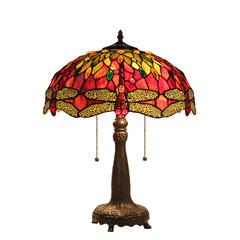 EMPRESS Tiffany-style 2 Light Dragonfly Table Lamp 16" Shade