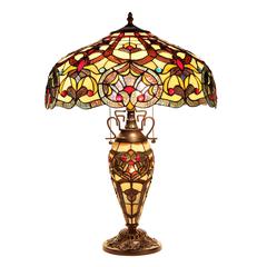 SADIE Tiffany-style 3 Light Victorian Double Lit Table Lamp 18" Shade