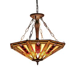 JAYDEN Tiffany-style 3 Light Mission Inverted Ceiling Pendant Fixture 25" Shade