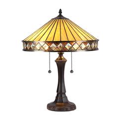 INGRID Tiffany-style 2 Light Mission Table Lamp 16" Shade