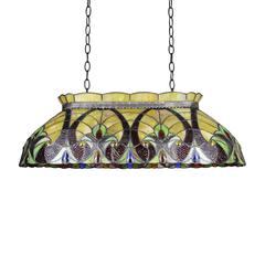 CHLOE Lighting ADIA Victorian Tiffany-Style Dark Bronze 3 Light Island Pendant 28" Wide
