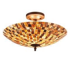 SHELLEY Mosaic 2 Light Semi-flush Ceiling Fixture 16" Shade