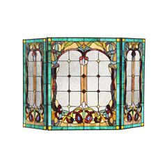 LUCIAN, Tiffany-style 3pcs Folding Victorian Fireplace Screen 44x28