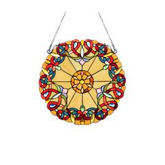 CHLOE Lighting ADALEE Tiffany-style Victorian Stained Glass Window Panel 20" Height