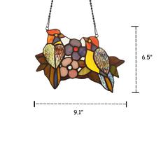 WREN Animal Tiffany-glass Window Panel 9" Wide