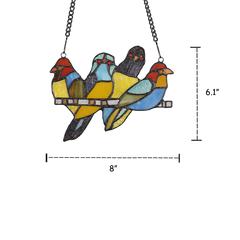 STARLING Animal Tiffany-glass Window Panel 8" Wide