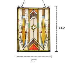 ROWAN Mission Tiffany-glass Window Panel 24" Tall
