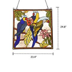 AVA Animal Tiffany-glass Window Panel 24" Tall