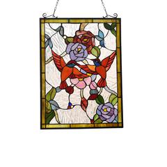 CHLOE Lighting SERENADE Tiffany-style Animal Design Window Panel 18" x 25"