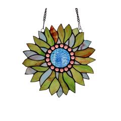 CHLOE-Lighting SUNDANCE Tiffany-style Floral Stained Glass Window Panel 11" Height