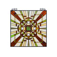CHLOE Lighting FARLEY Mission Tiffany-Style Black Finish Window Panel 25" Wide