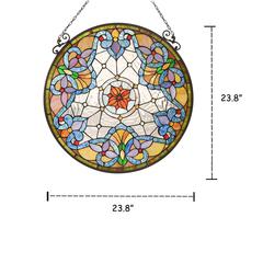 NORAH Victorian Tiffany-glass Window Panel 24" Tall