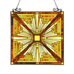 INNES Tiffany-glass Mission Window Panel 24.5x26