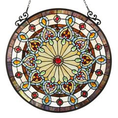 HELENA Tiffany-glass Victorian Window Panel 23.5"