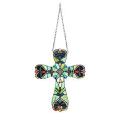 CHLOE Lighting ALENA Victorian Tiffany-style Stained Glass Window Panel 20" Tall