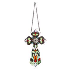 CHLOE Lighting ADELINA Victorian Tiffany-style Stained Glass Window Panel, 13" Tall