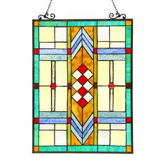 MATHIAS Tiffany-glass Window Panel 17.5x25