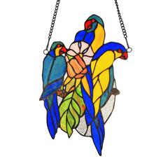 BLUETAIL Tiffany-glass Window Panel 13"