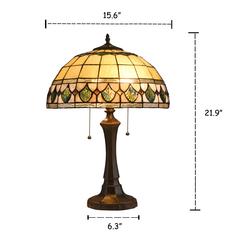DOUGAL Tiffany-style 2 Light Geometric Table Lamp 16" Shade