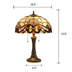 FLORENCE Tiffany-style 2 Light Victorian Table Lamp 16" Shade