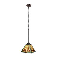 Firman Tiffany-Style 1-Light Mission Ceiling Pendant 8" Shade