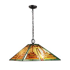 Firman Tiffany-Style 2-Light Mission Ceiling Pendant 16" Shade