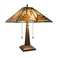 Firman Tiffany-Style 2-Light Mission Table Lamp 16" Shade