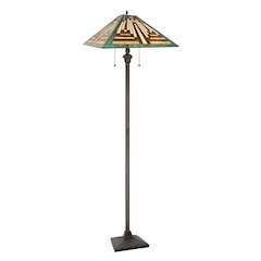 FIRMAN Tiffany-Style 2-Light Mission Floor Lamp 16" Shade