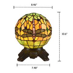 DEMOISELLE Tiffany-style 1 Light Dragonfly Accent Lamp 8" Shade