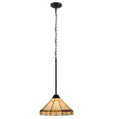 Belle Mission-Style 1-Light Blackish Bronze Finish Mini Pendant 12" Shade