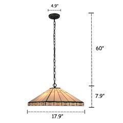 THEROS Tiffany-style 2 Light Mission Hanging Pendant Fixture 18" Shade