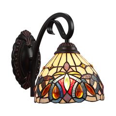 CHLOE Lighting SERENITY Victorian Tiffany-style Dark Bronze 1 Light Wall Sconce 8" Wide